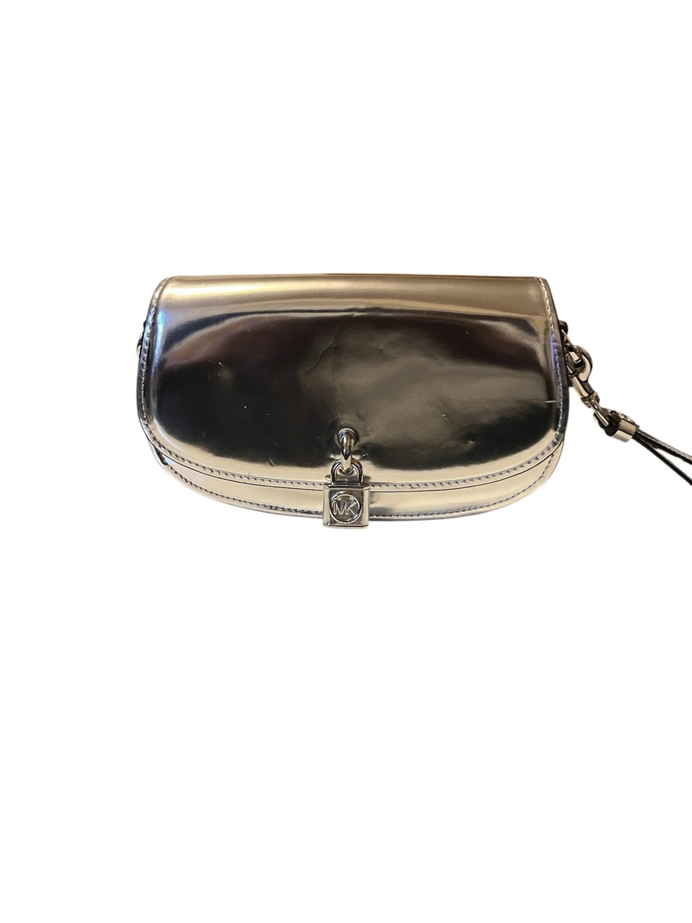 Michael Kors Metallic Silver Wristlet Clutch with Strap
